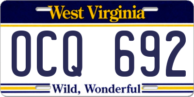 WV license plate OCQ692