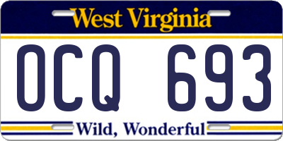 WV license plate OCQ693