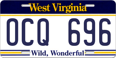 WV license plate OCQ696