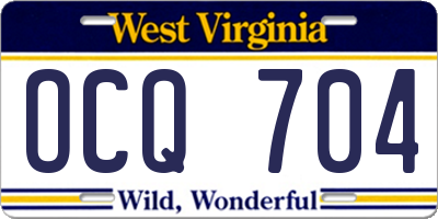 WV license plate OCQ704