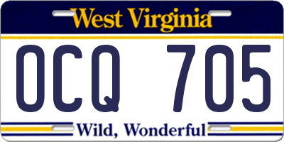 WV license plate OCQ705