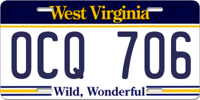 WV license plate OCQ706