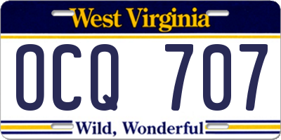 WV license plate OCQ707