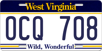 WV license plate OCQ708