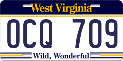WV license plate OCQ709