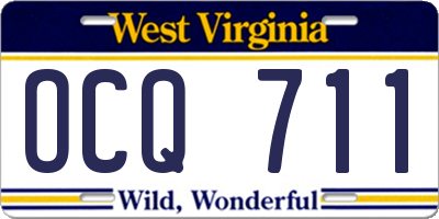 WV license plate OCQ711