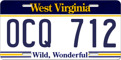 WV license plate OCQ712