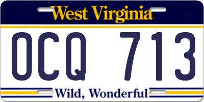 WV license plate OCQ713