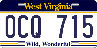 WV license plate OCQ715