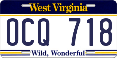 WV license plate OCQ718