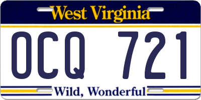 WV license plate OCQ721
