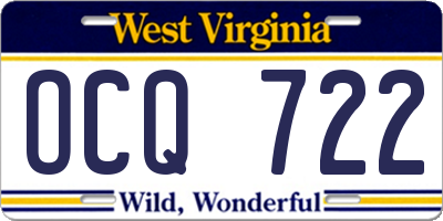 WV license plate OCQ722