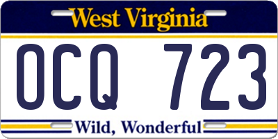 WV license plate OCQ723