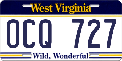 WV license plate OCQ727