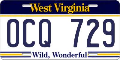 WV license plate OCQ729