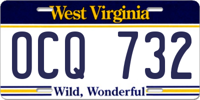 WV license plate OCQ732