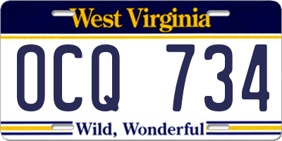 WV license plate OCQ734
