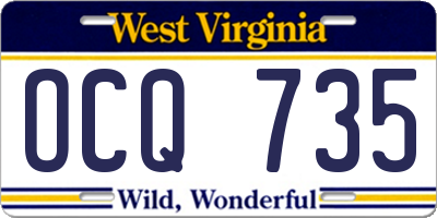 WV license plate OCQ735