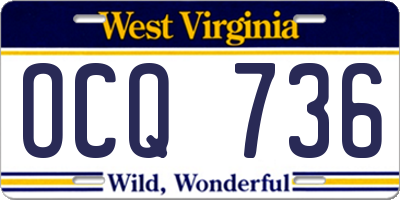 WV license plate OCQ736