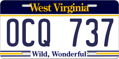 WV license plate OCQ737