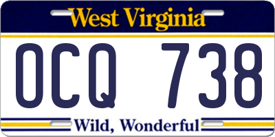 WV license plate OCQ738