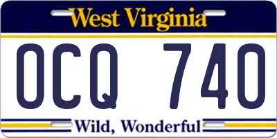 WV license plate OCQ740