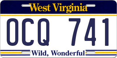 WV license plate OCQ741