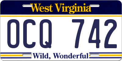 WV license plate OCQ742