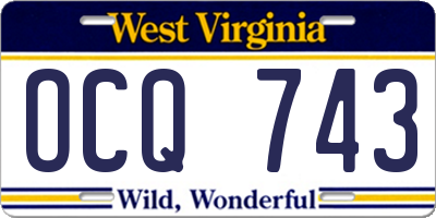 WV license plate OCQ743