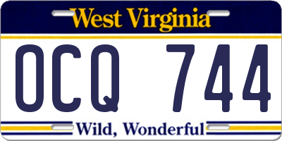 WV license plate OCQ744