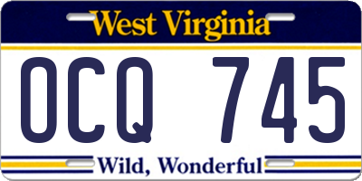 WV license plate OCQ745