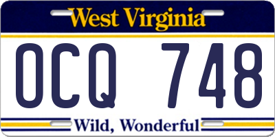 WV license plate OCQ748