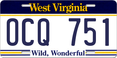 WV license plate OCQ751