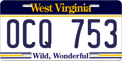 WV license plate OCQ753