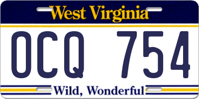 WV license plate OCQ754