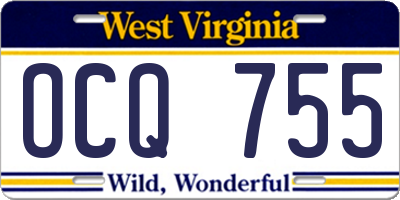 WV license plate OCQ755