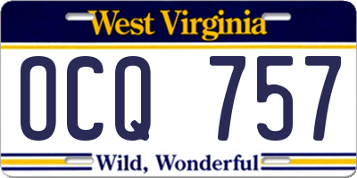WV license plate OCQ757