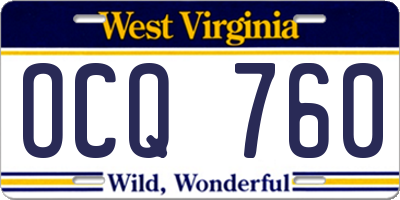 WV license plate OCQ760