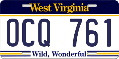 WV license plate OCQ761
