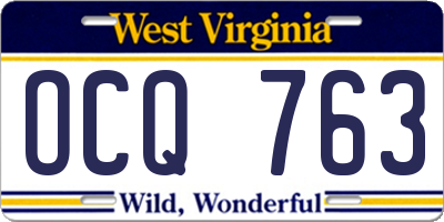 WV license plate OCQ763
