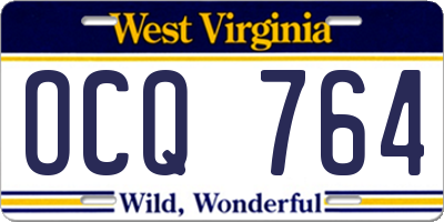 WV license plate OCQ764