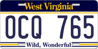 WV license plate OCQ765