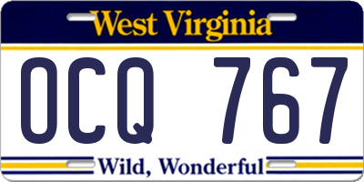 WV license plate OCQ767