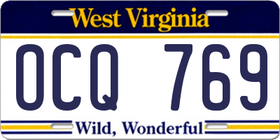 WV license plate OCQ769