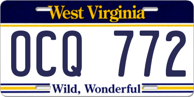 WV license plate OCQ772