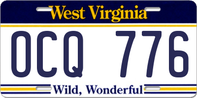 WV license plate OCQ776