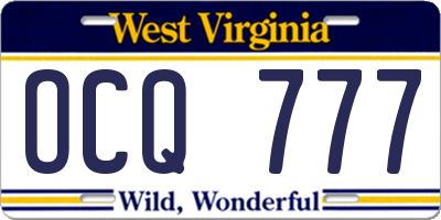 WV license plate OCQ777
