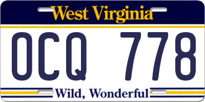 WV license plate OCQ778