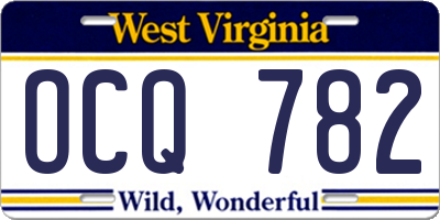 WV license plate OCQ782