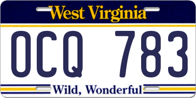 WV license plate OCQ783